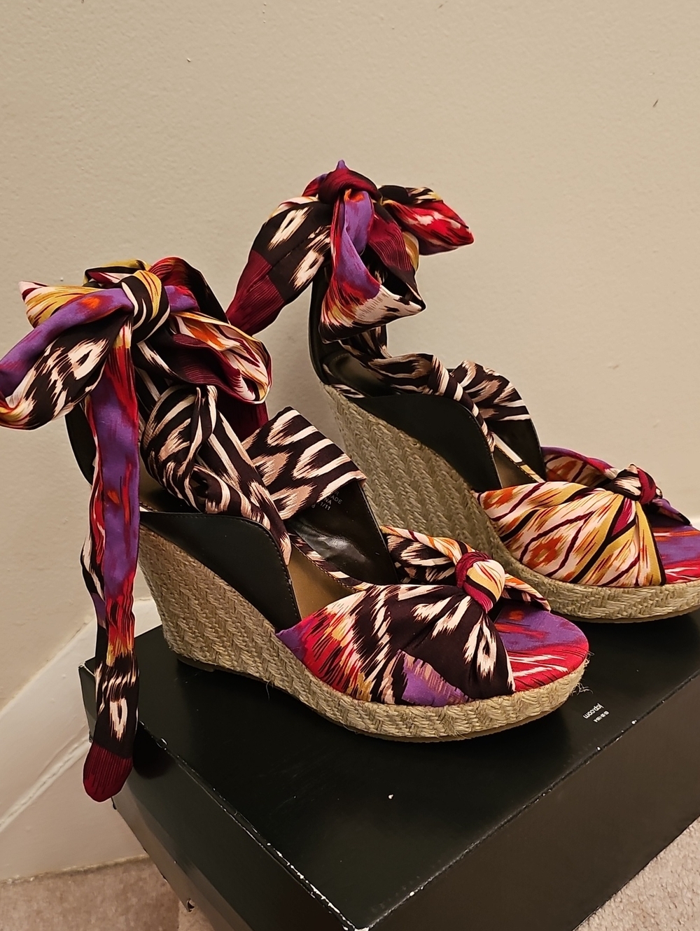 a.n.a Multicolor Ikat Espadrille Wedge Sandals